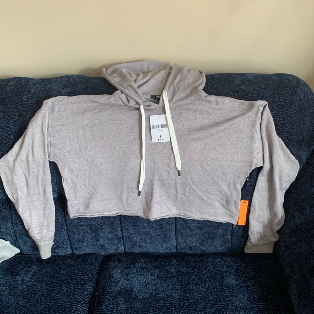 Forever 21 cropped grey hoodie